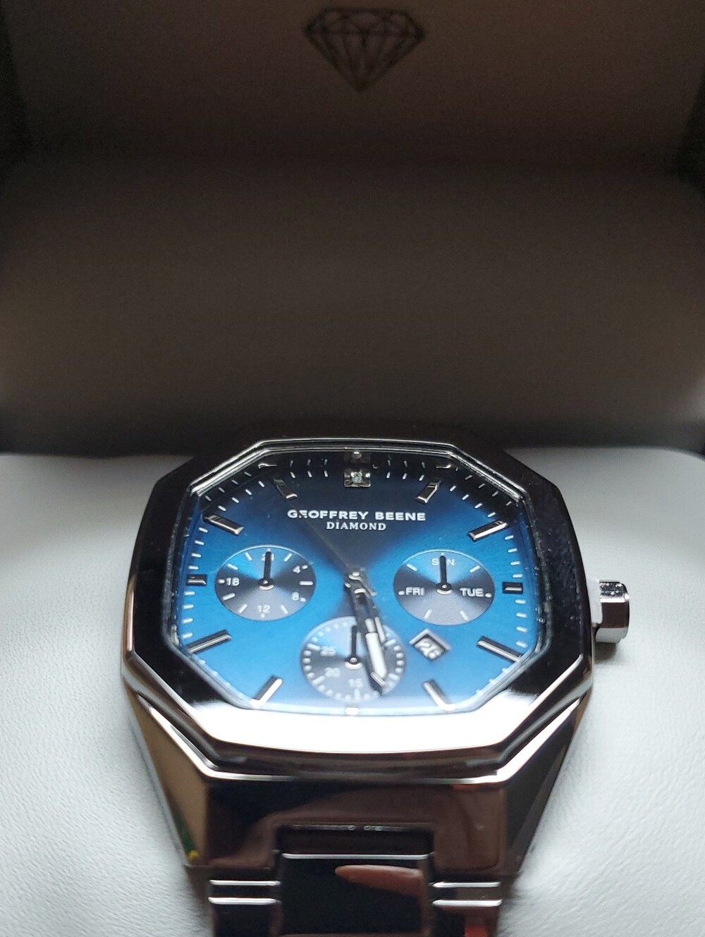 Geoffrey Beene Men's Blue Dial Stainless Steel Watch